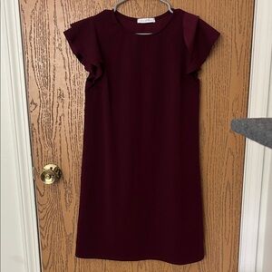 Ces Femme Deep Red Dress with Ruffle Detail